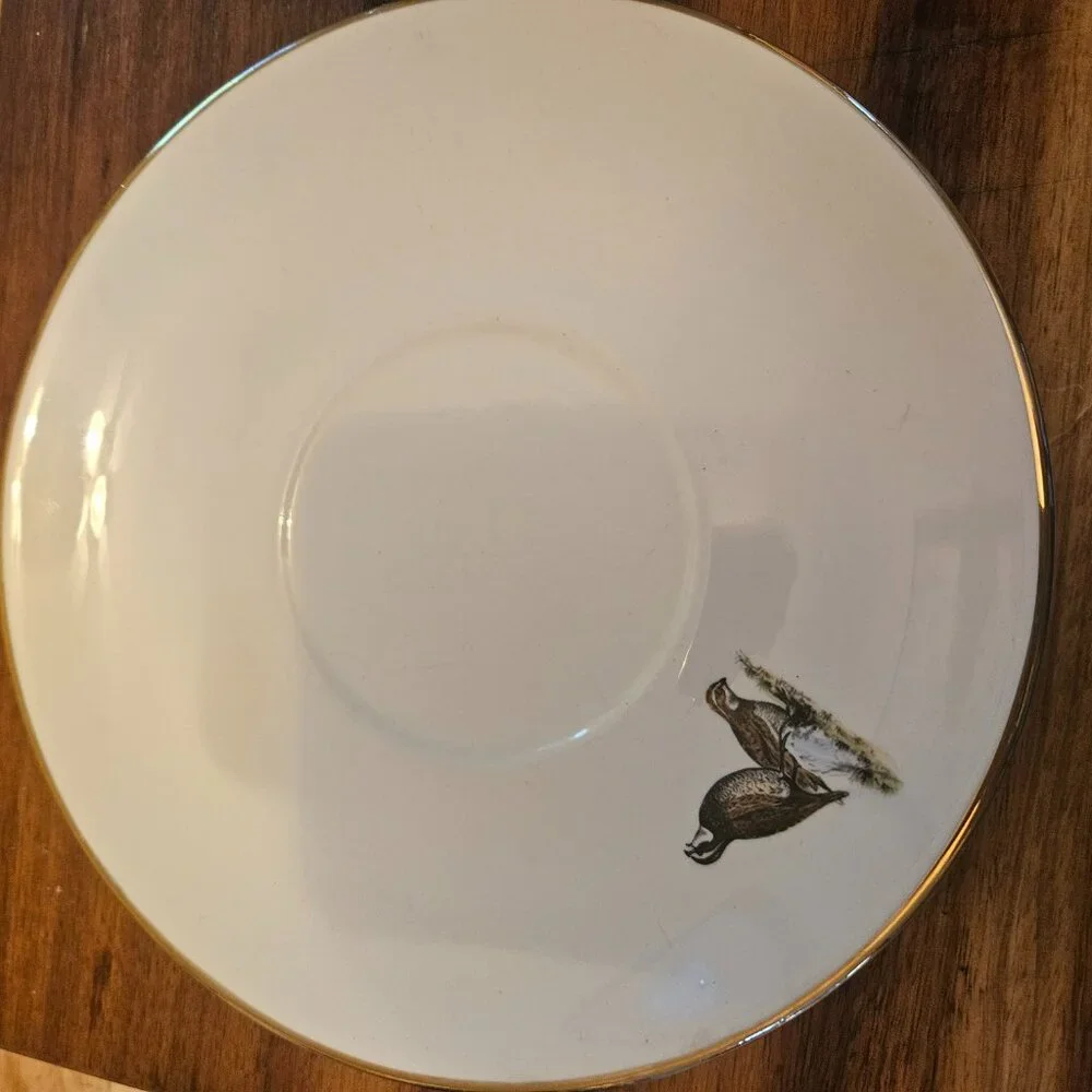 vintage delano studios hand colored pheasant saucer and tea cup - Picture 2 of 8